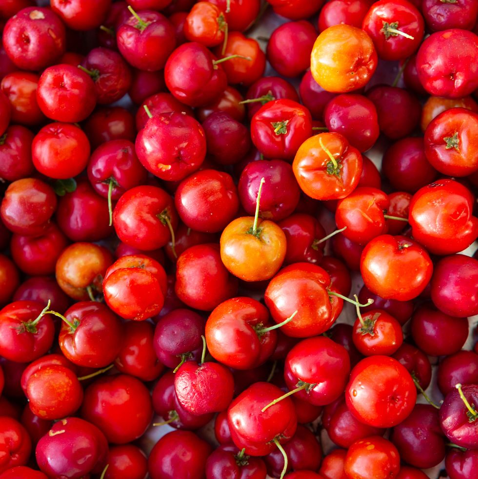 close up of fresh "acerola" cherry fruits