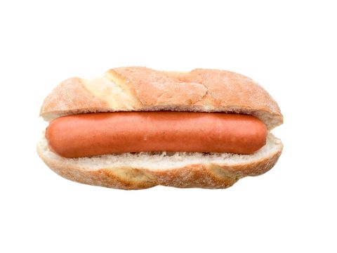 Close-Up Of Hot Dog On White Background