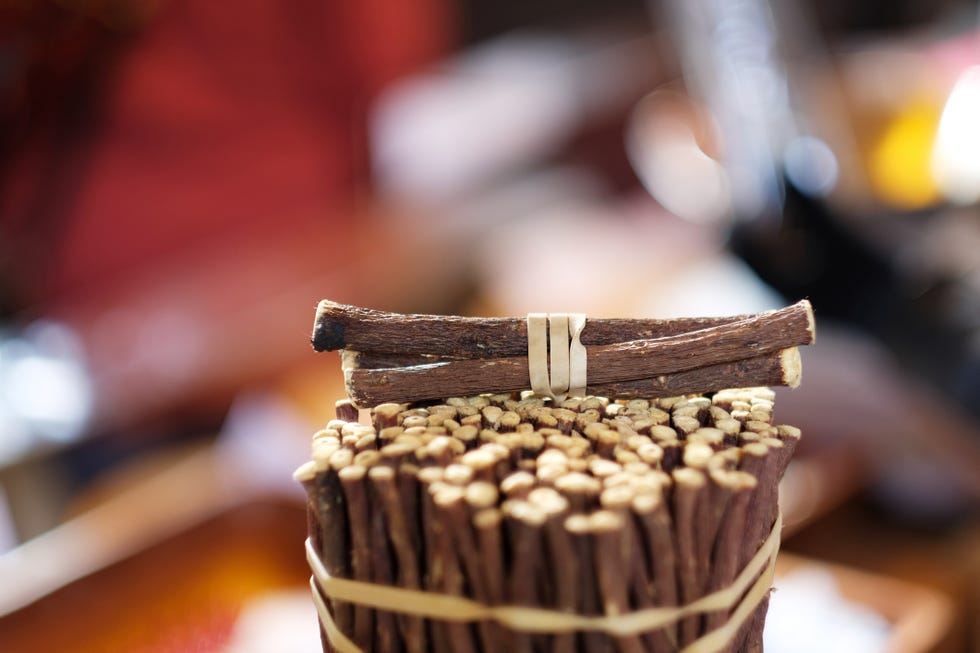 close up of licorice roots for sale at borough market