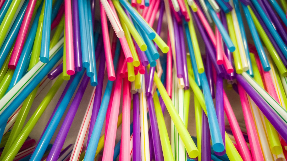 Close-Up Of Multi Colored Drinking Straws