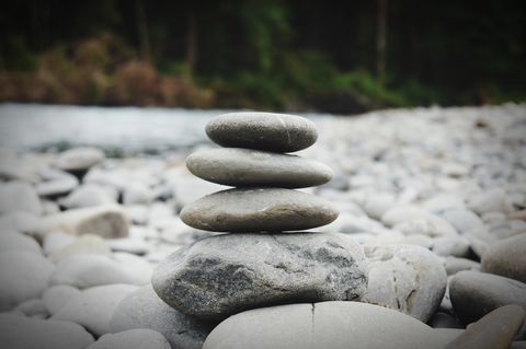 close up of pebble stack