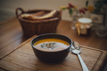 close up of pumpkin soup