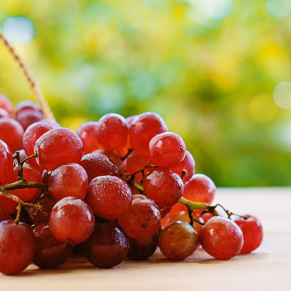 Close-Up Of Red Grapes On Table