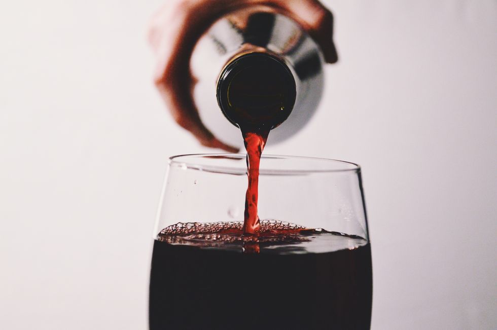 closeup of red wine