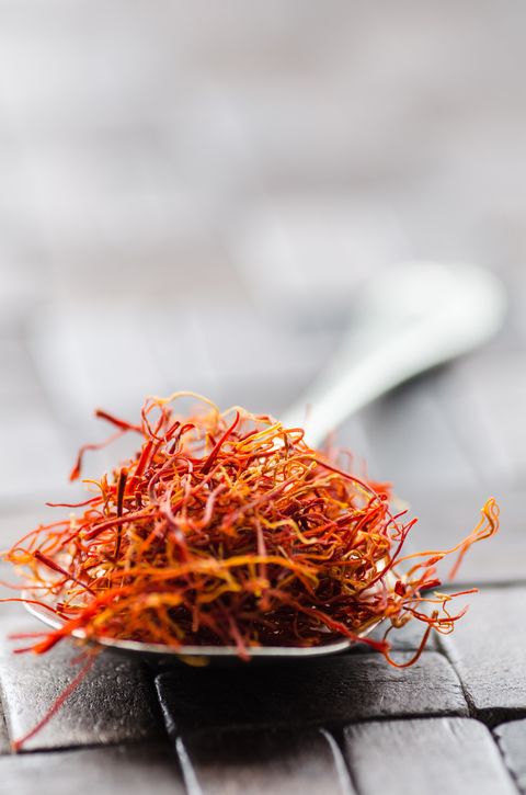 close up of saffron in spoon spain