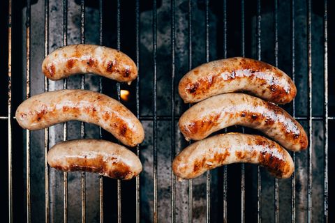 sausages on barbecue grill