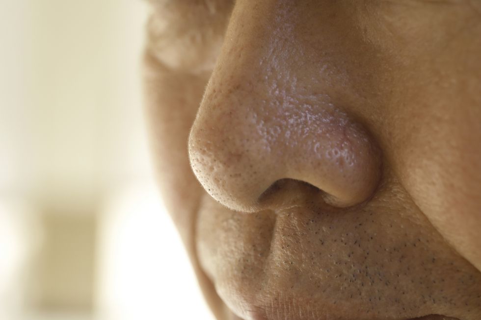 Close up of senior man's nose