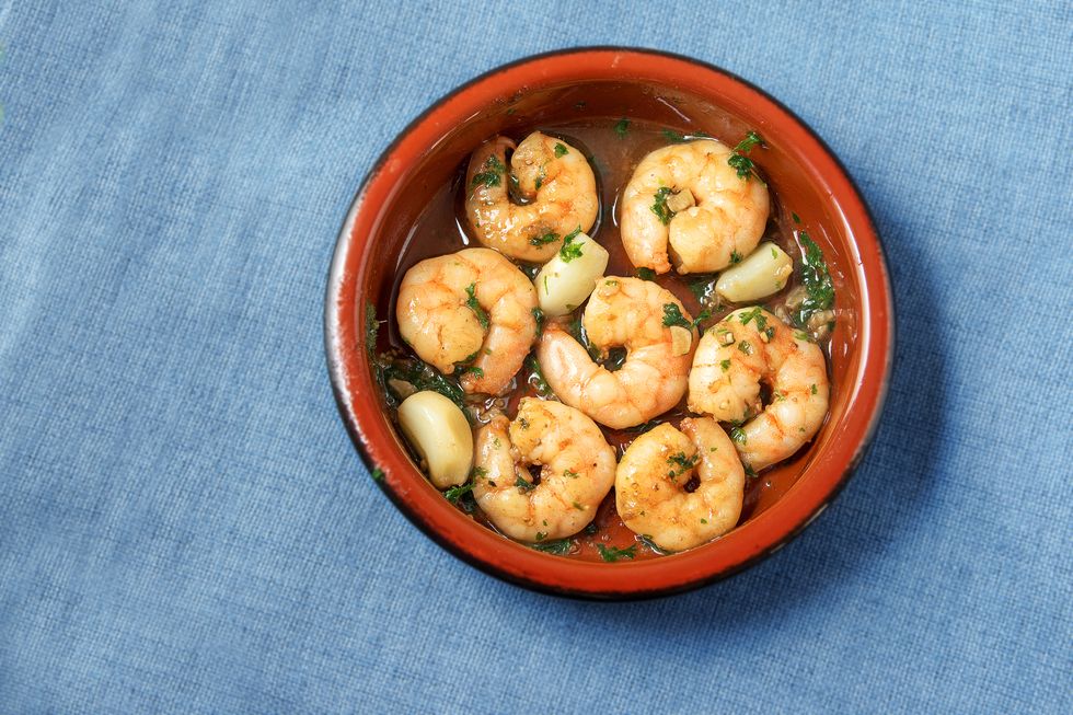 Close-Up Of Shrimps In Bowl On Table