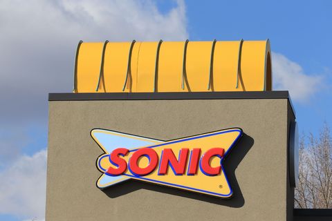 close up of sonic drive in logo