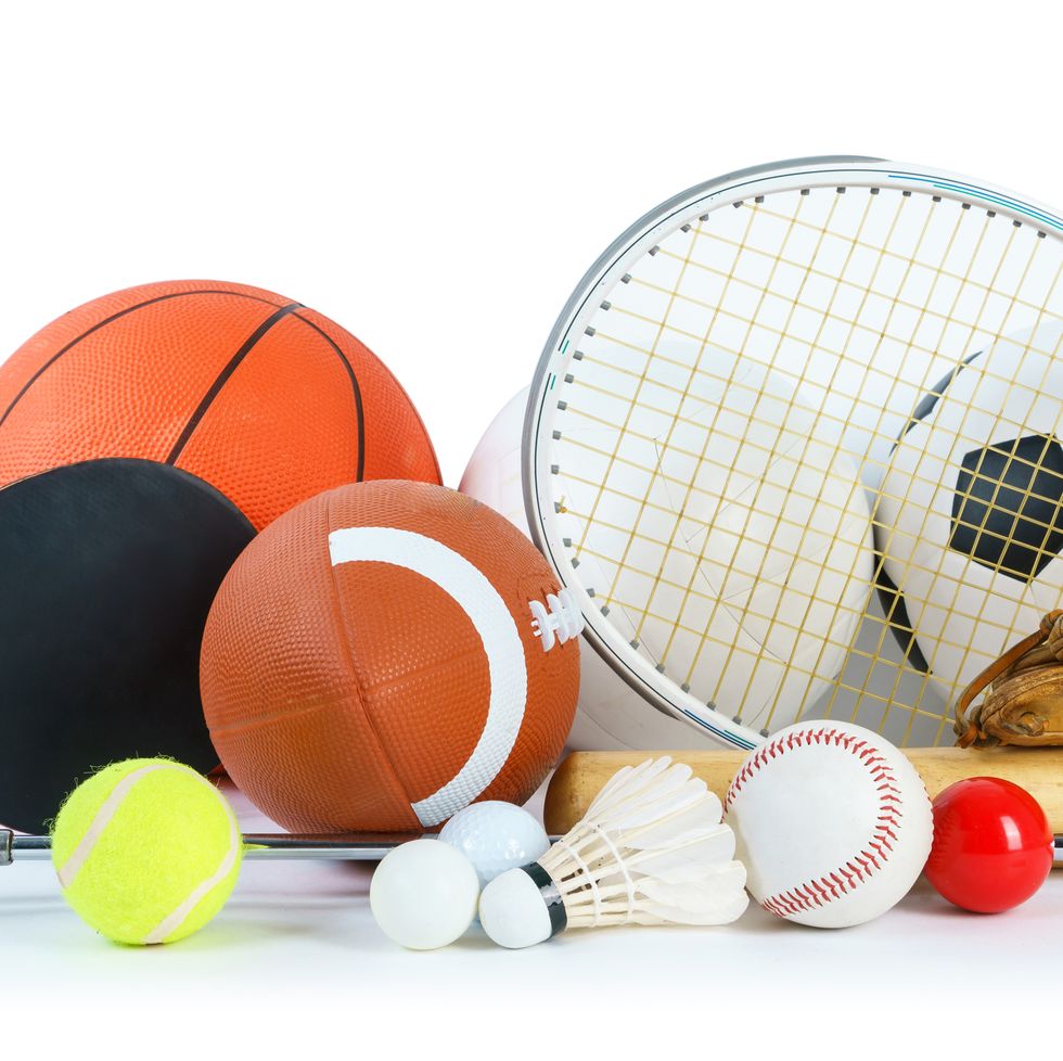 Close-Up Of Sports Equipment On White Background