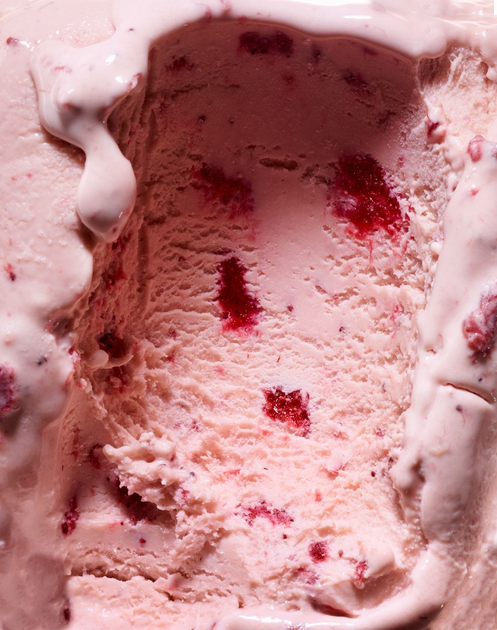 close up of strawberry ice cream