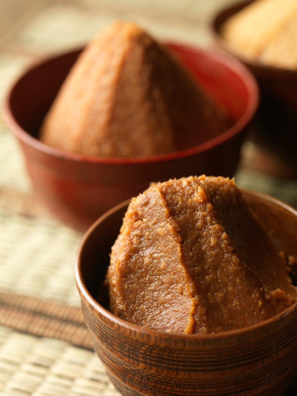 close up of three kind of miso