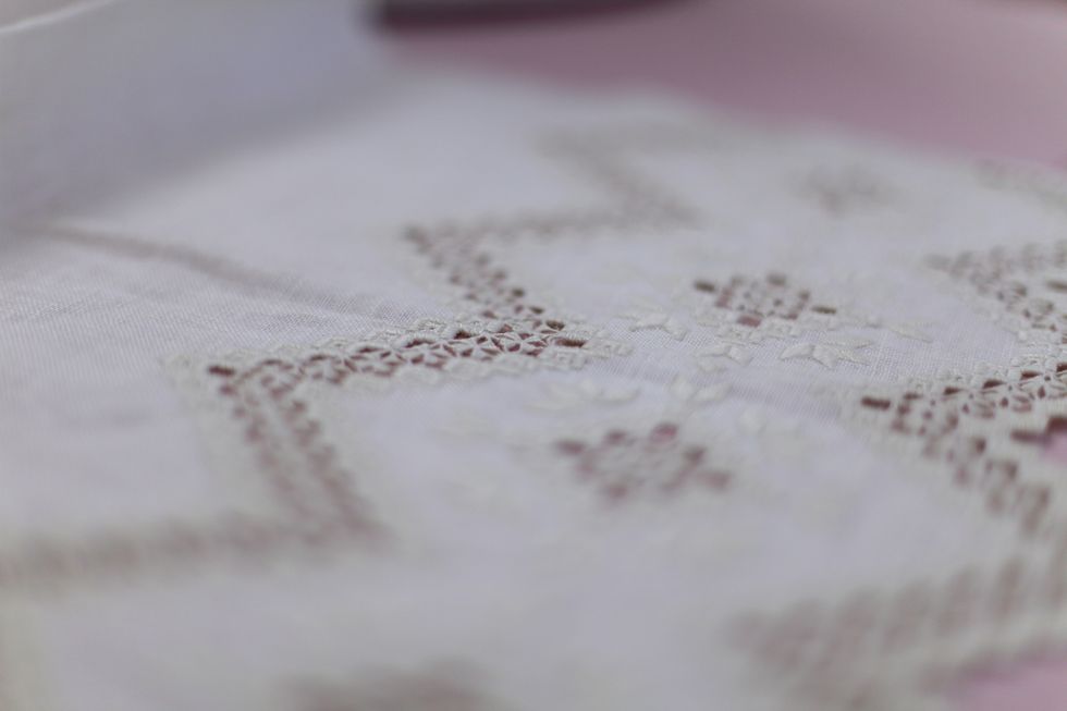 close up of traditional handcrafted crochet lace fabric