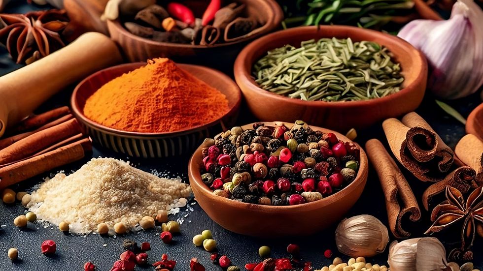close up of various spices on table,nagpur division,maharashtra,india
