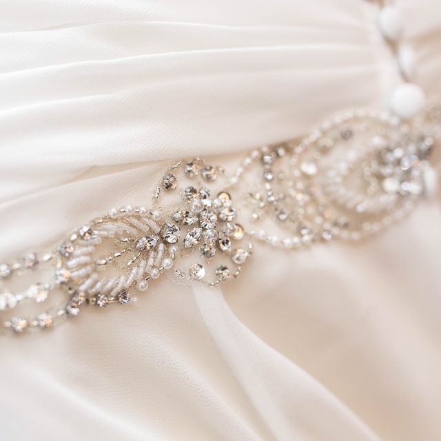 close up of wedding dress