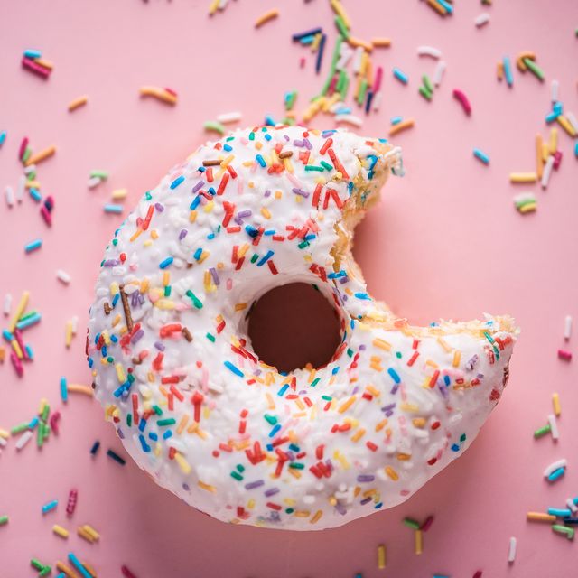frosted donut with sprinkles