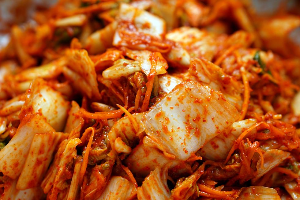 close up photo of kimchi homemade korean fermented cabbage