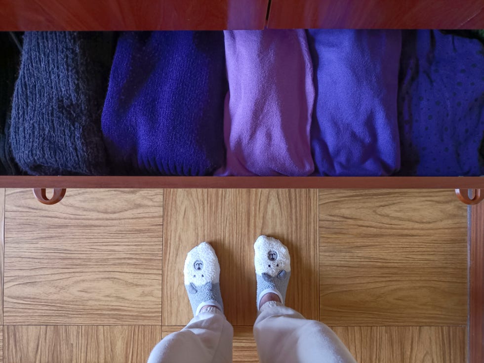 closet with clothes, personal perspective