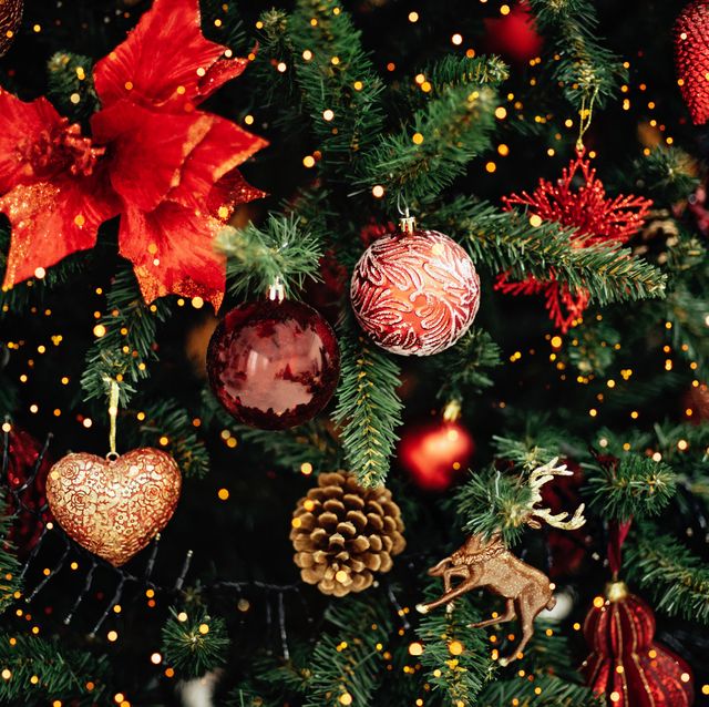 closeup of decorated christmas tree