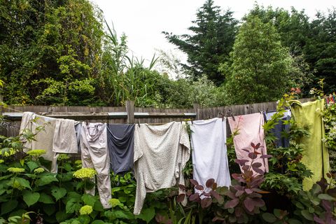 Clothes hanging out to dry in the garden
