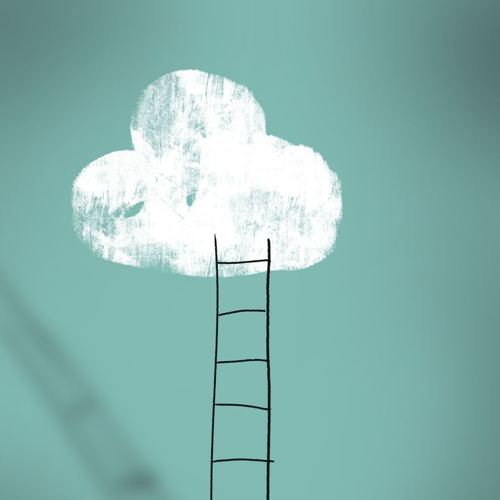 cloud and ladder   achieving dreams concept
