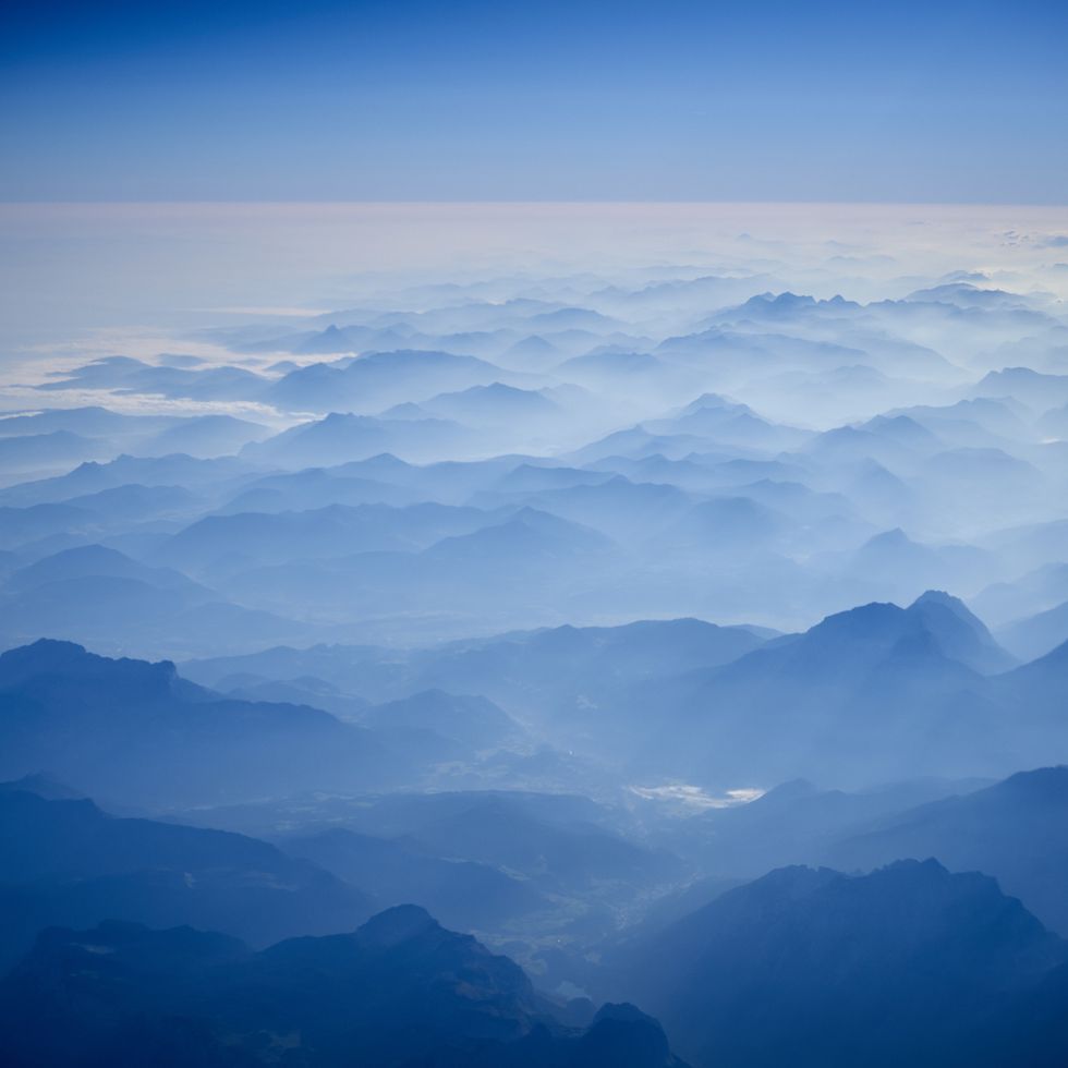 a view of the mountains from above