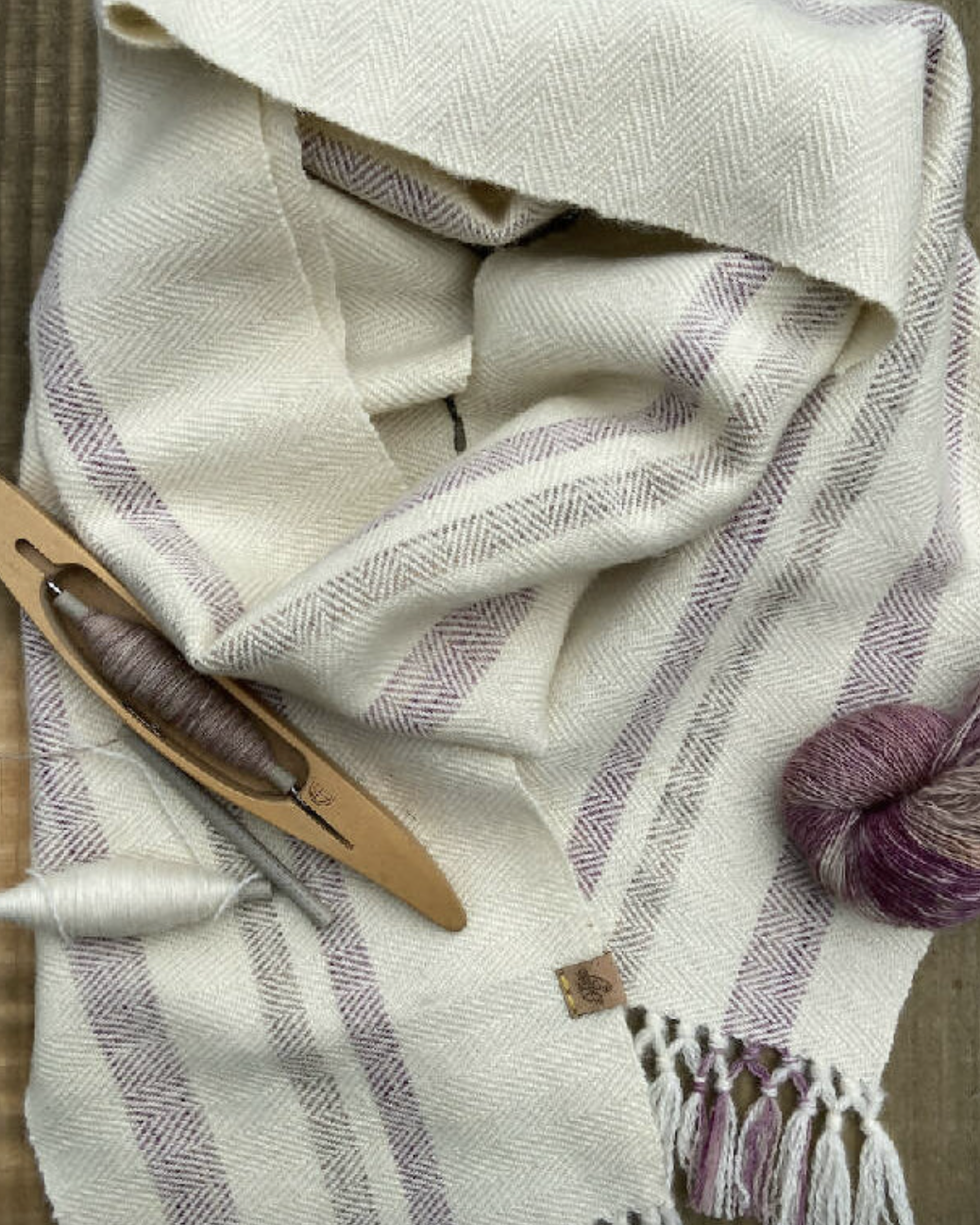 clover fields herringbone stripe british wool small scarf