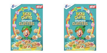 lucky charms clusters cereal box