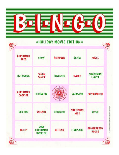 christmas movie bingo card