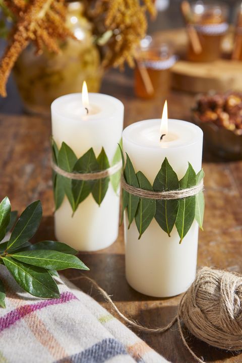 bay leaf wrapped candles