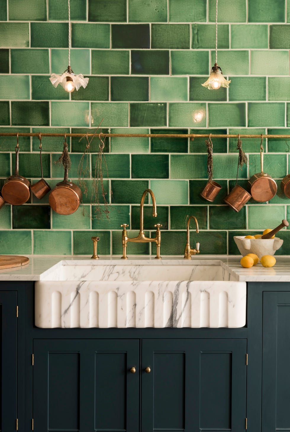 english country kitchen with butler's style sink
