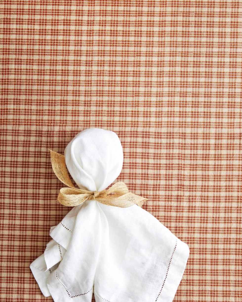 white ghost napkin on a gingham background