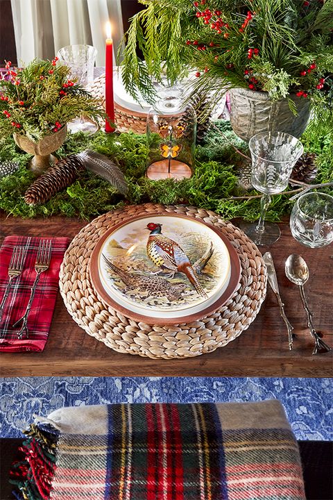 woodland pottery on a farm table for christmas or winter