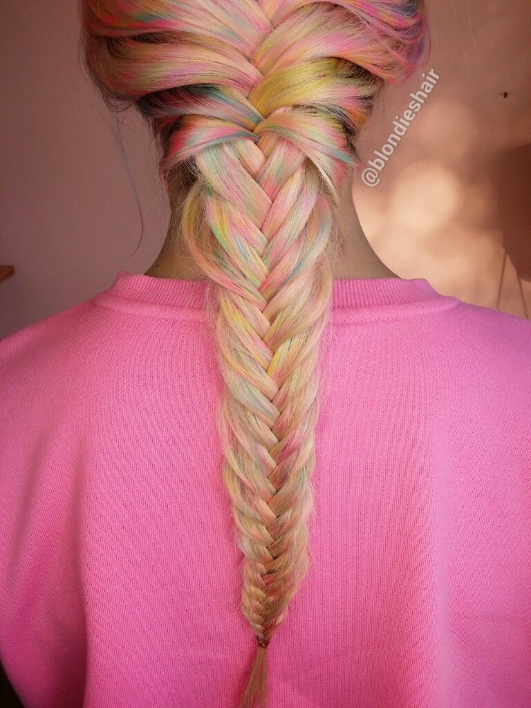 Hair, French braid, Hairstyle, Pink, Braid, Neck, Blond, Long hair, Hair coloring, Knot, 