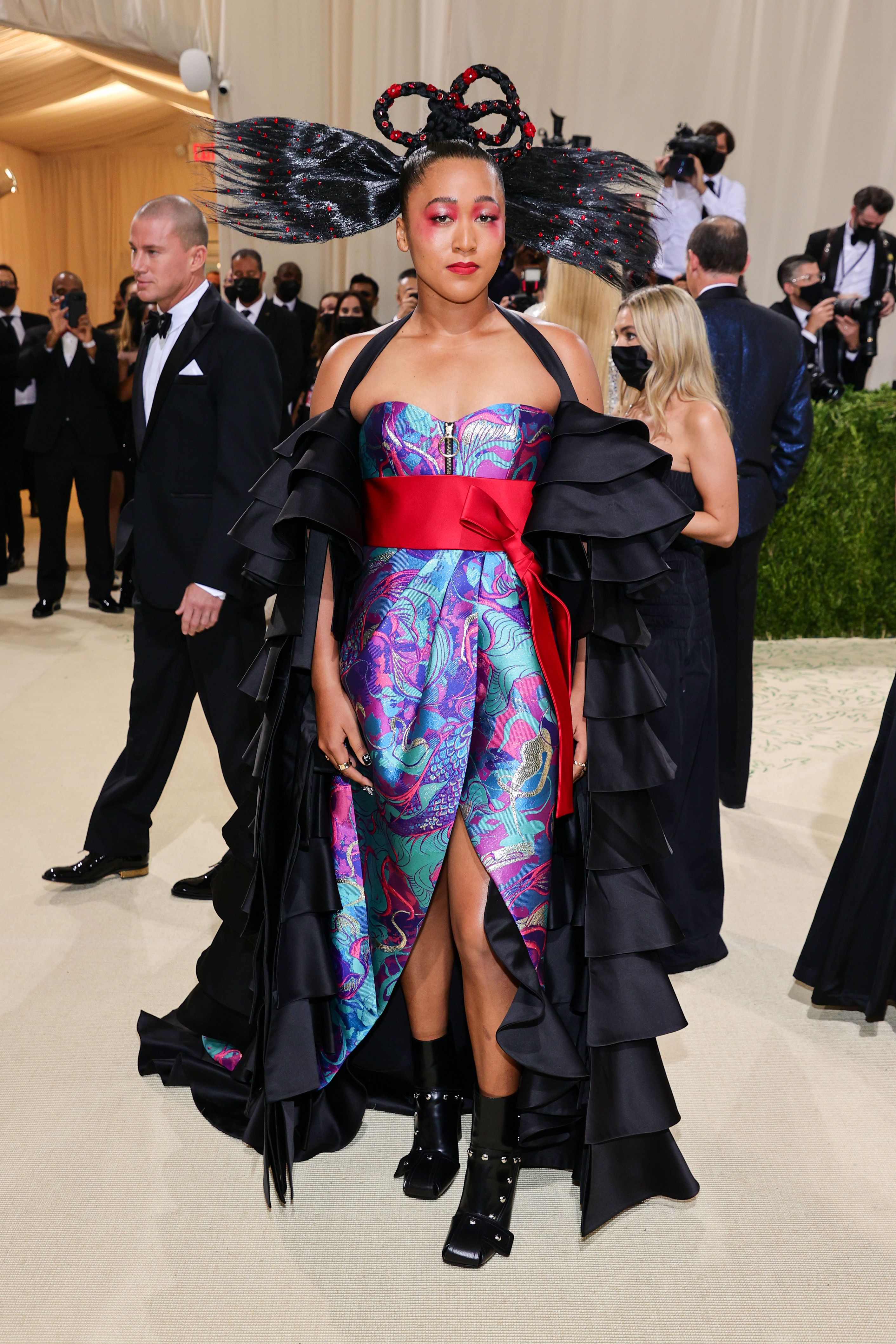 Naomi Osaka Honors Her Heritage in Gown & Edgy Boots at 2021 Met