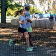 coach jess and coach pj running in central park during the weekend of the nyc marathon 2022