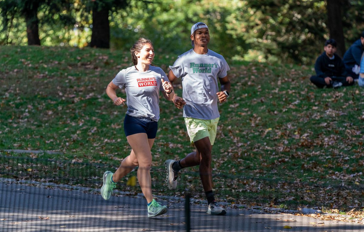 coach jess and coach pj running in central park the weekend of the nyc marathon 2022