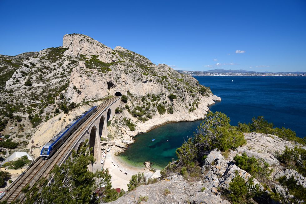 coastal railway along mediterranean coast between marseille  martigues