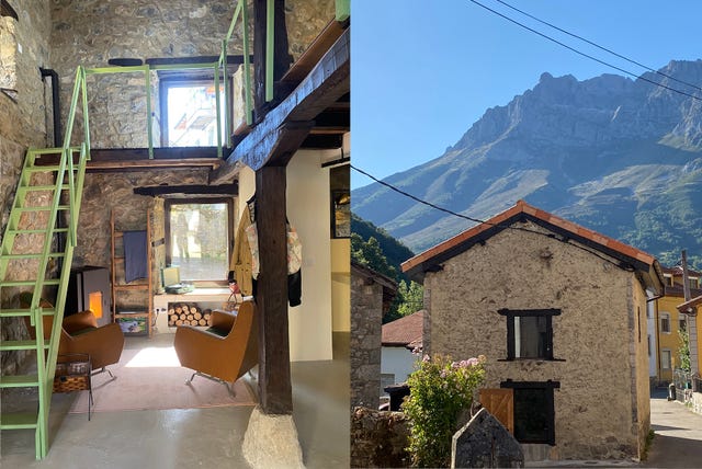 una reforma de un antiguo corral centenario convertido en casa de pueblo con vistas a picos de europa