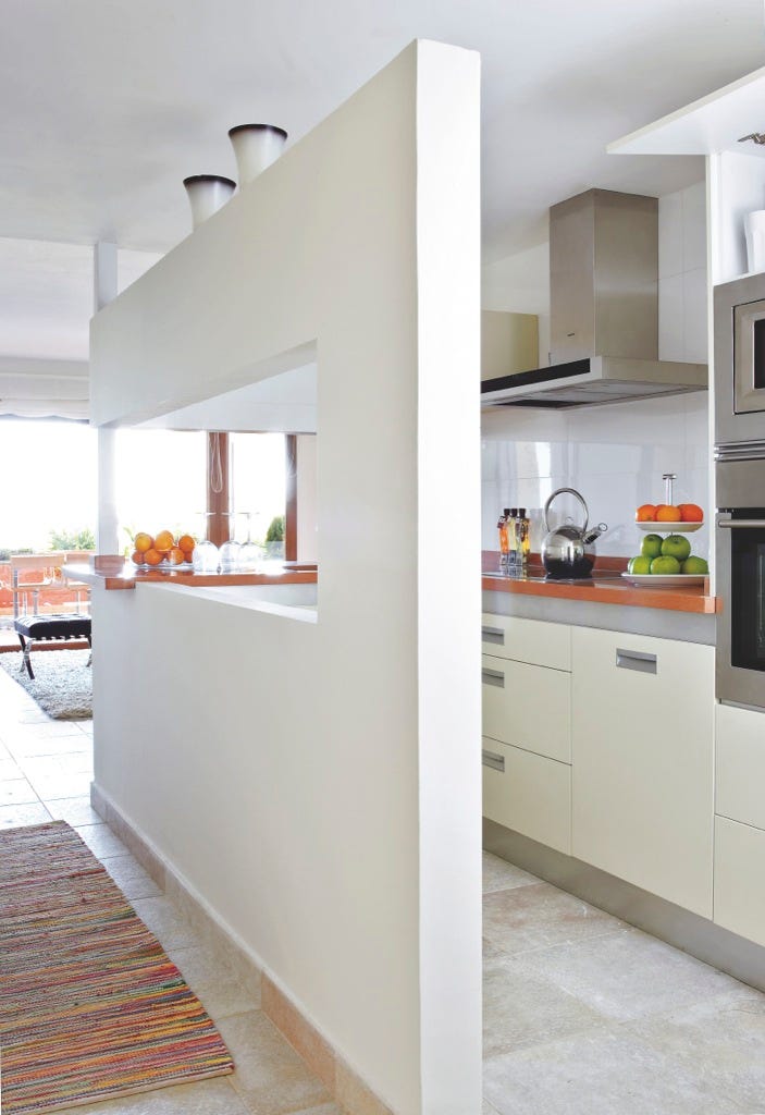 White, Room, Countertop, Furniture, Property, Kitchen, Interior design, Floor, Building, Cabinetry, 
