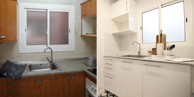 cocina pequeña antes y después de la reforma