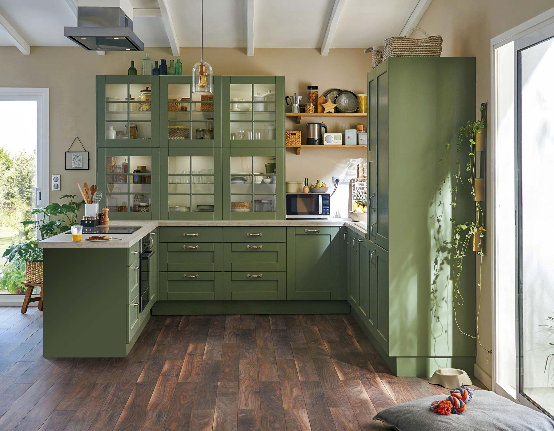 cocina en color verde