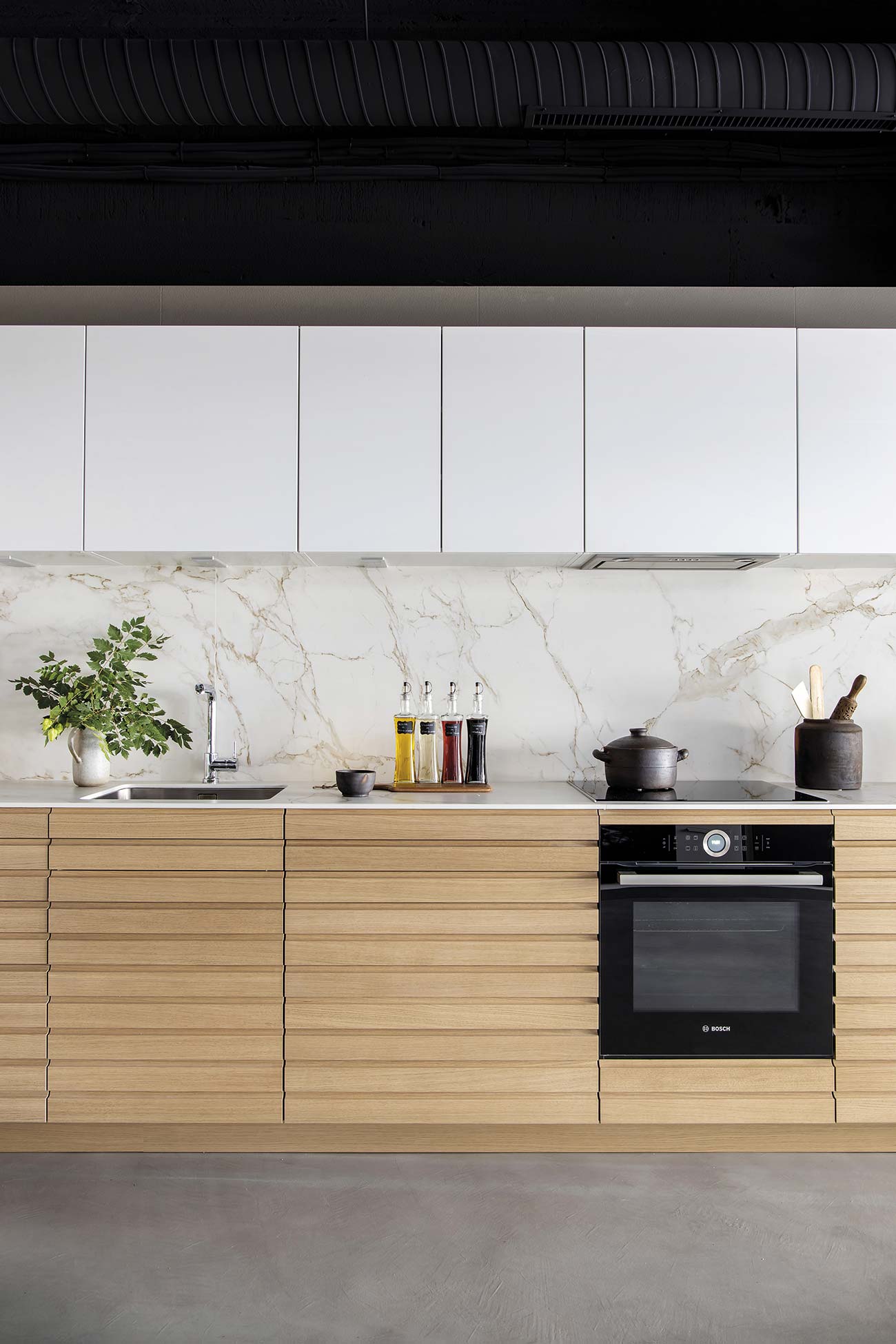 cocina cima light oak blanco y madera