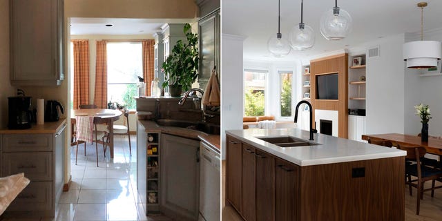 cocina moderna abierta antes y después