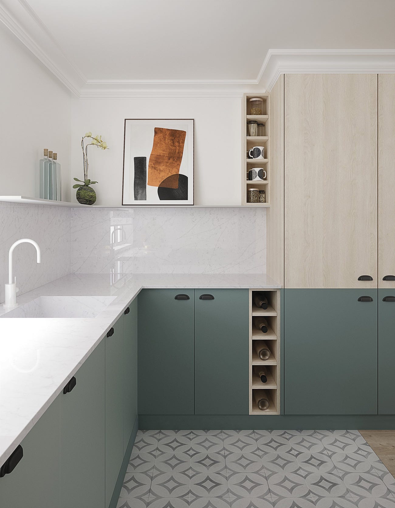 cocina moderna verde aguamarina