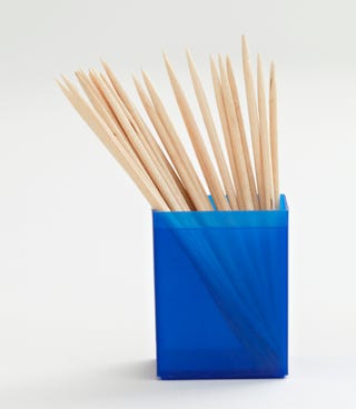 Cocktail sticks in blue holder