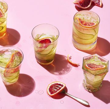 cocktails on pink background