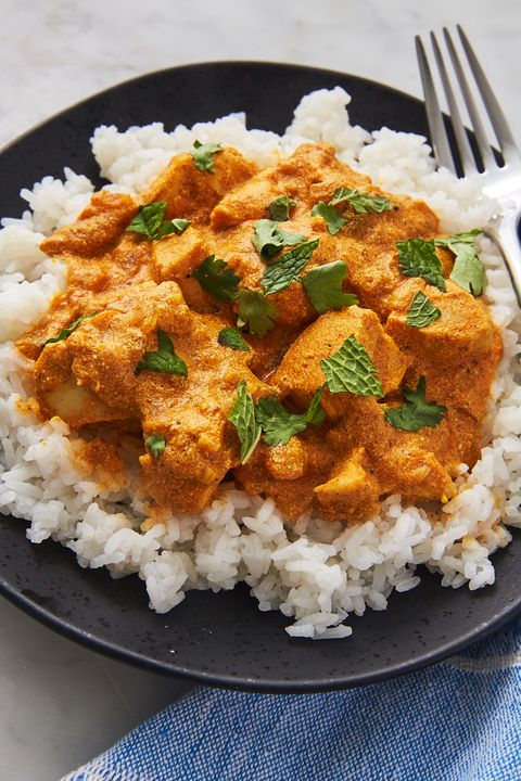 coconut chicken curry over white rice