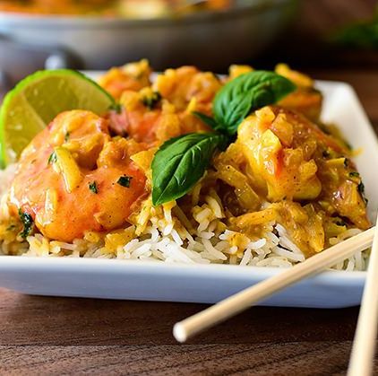 coconut curry shrimp over rice