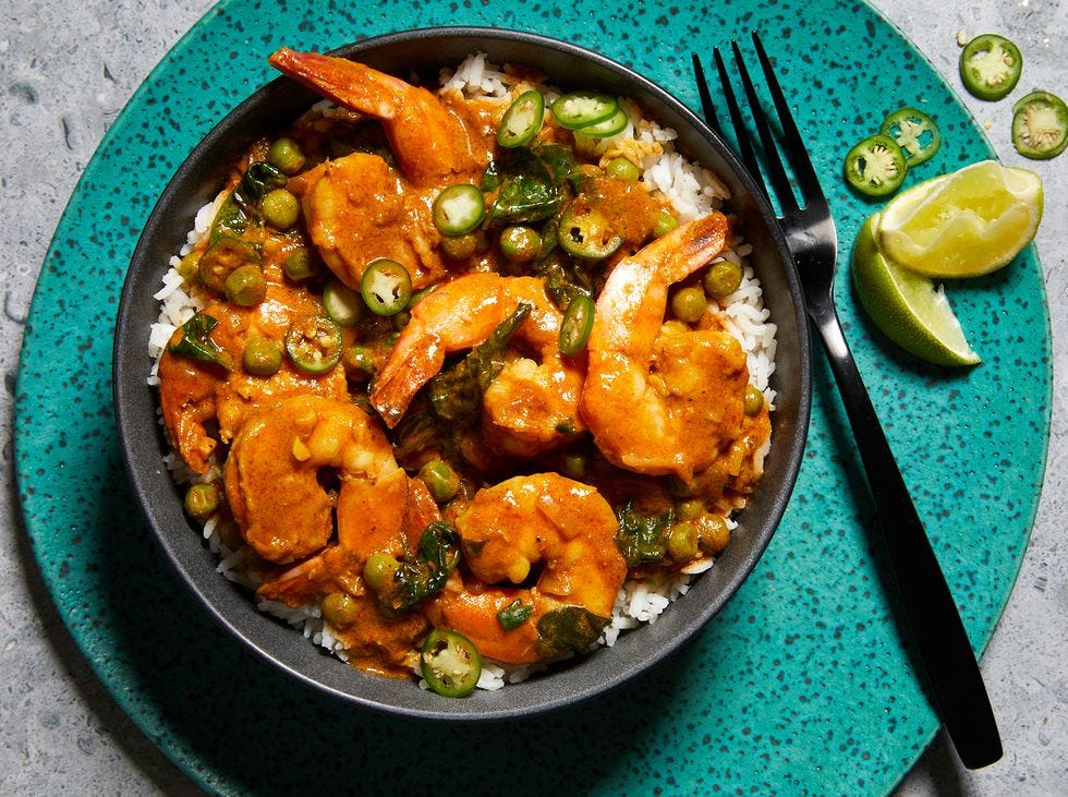 coconut curry shrimp  peas